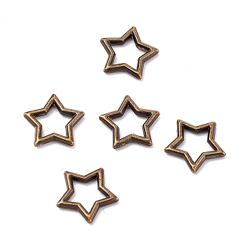 Zinc Alloy Links, Open Back Bezel, For DIY UV Resin, Epoxy Resin, Pressed Flower Jewelry, Star, Antique Bronze, 9x9.5x1mm, Hole: 5mm, about 100pcs/bag