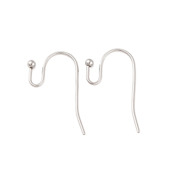 Tarnish Resistant 316 Surgical Stainless Steel Earring Hooks, Stainless Steel Color, 22x12x2mm, 21 Gauge, Pin: 0.7mm