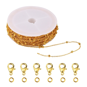 DIY Chain Bracelet Necklace Making Kit, Including Brass Coated Iron Cable Chains, Brass Jump Rings, Alloy Clasps, Golden, Chains: 39.37 Feet(12m)/bag