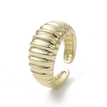 Rack Plating Brass Open Cuff Ring, Croissant, Real 18K Gold Plated, Inner Diameter: 17.8mm
