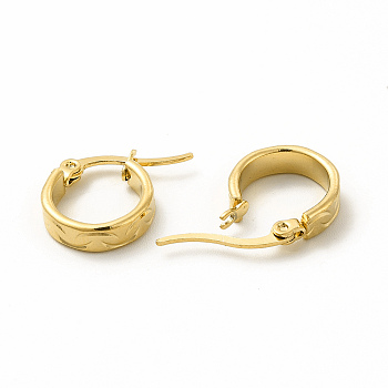 201 Stainless Steel Grooved Hoop Earrings with 304 Stainless Steel Pins for Women, Golden, 27x29x2mm, Pin: 0.6x1mm