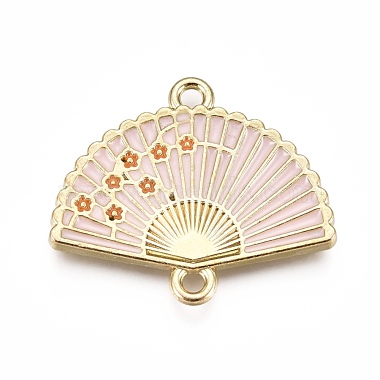 Light Gold Pink Fan Alloy+Enamel Links