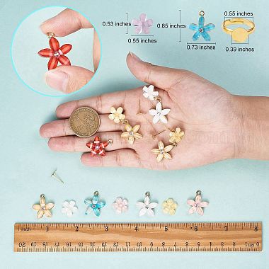 Kit de fabrication de boucles d'oreilles et de bagues de fleurs bricolage(DIY-SZ0008-48)-2