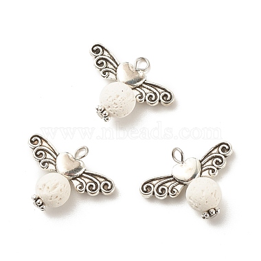 Antique Silver White Angel & Fairy Lava Rock Pendants