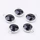Silver Color Plated Brass Glass Flat Round Charms(GLAA-M003-A-26S)-1