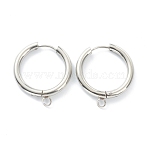 Tarnish Resistant 201 Stainless Steel Huggie Hoop Earring Findings, with Horizontal Loop and 316 Surgical Stainless Steel Pin, Stainless Steel Color, 26x24x3mm, Hole: 2.5mm, Pin: 1mm(STAS-P283-01K-P)