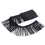 PU Imitation Leather Tassel Ribbon, with Resin Rhinestone and Cardboard Display Card, Black, 5-1/2 inch(140mm)(DIY-GF0013-45C)