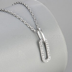 Brass Micro Pave Clear Cubic Zirconia Double Oval Ring Pendant Necklaces for Women, Platinum, 16.14 inch(41cm)(WG76A9F-02)
