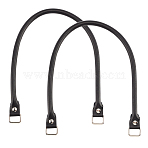 2Pcs Cowhide Leather Bag Handle, for Handbag Replacement Accessories, Black, 60x1.05x1.35cm(FIND-PH0009-87B)
