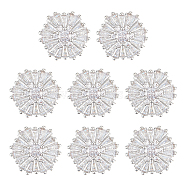 WADORN 1-Hole Brass Micro Pave Clear Cubic Zirconia Shank Button, Flower, Platinum, 16x8.5mm, Hole: 1.6mm, 8pcs/box(BUTT-WR0001-07)
