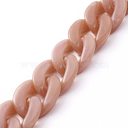Handmade Acrylic Curb Chains, Imitation Gemstone, for Handbag Chain Making, Dark Salmon, Link: 23x16.5x5mm, 39.37 inch(1m)/strand(AJEW-JB00679-02)