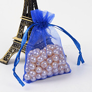 Organza Gift Bags with Drawstring, Jewelry Pouches, Wedding Party Christmas Favor Gift Bags, Blue, 9x7cm(OP-R016-7x9cm-10)