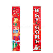 Polyester Hanging Sign for Home Office Front Door Porch Welcome Christmas Decorations, Rectangle with Word Welcome, Red, 180x30cm, 2pcs/set(AJEW-WH0129-50)