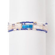 4Pcs 4 Style Glass Seed Beaded Stretch Bracelets Set, Stackable Bracelets for Women, Blue, Inner Diameter: 2~2-1/8 inch(5.2~5.4cm), 1Pc/style(BJEW-JB08890)