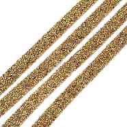 Glitter Resin Hotfix Rhinestone(Hot Melt Adhesive On The Back), Rhinestone Trimming, Crystal Glass Sewing Trim  Rhinestone Tape, Costume Accessories, Gold, 20x2mm(DIY-I039-01A-01)