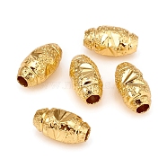 Brass Spacer Beads, Long-Lasting Plated, Textured, Oval, Golden, 9x5mm, Hole: 2mm(KK-D160-07G)