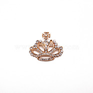 Crystal Rhinestone Crown Brooch, Exquisite Alloy Rhinestone Lapel Pin for Shirts Dresses, Light Gold, 36x43x9mm(JEWB-WH0022-27)