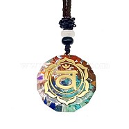 Resin & Natural & Synthetic Mixed Gemstone Pendant Necklaces, Flower, 25.59 inch(65cm)(OG4289-03)