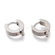 Tarnish Resistant 304 Stainless Steel Huggie Hoop Earrings Findings, with Vertical Loop, Ring, Stainless Steel Color, 12x9x4mm, Hole: 1.8mm, Pin: 1mm(X-STAS-I167-01C-P)