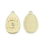Rack Plating Alloy Pendants, with Crystal Rhinestone, Twist Oval with Sun, Cadmium Free & Nickel Free & Lead Free, Light Gold, 26x16x2.5mm, Hole: 1.8mm(PALLOY-T077-193)