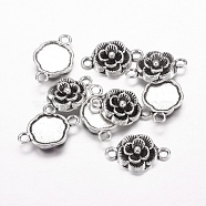Tibetan Style Links/Connectors, Lead Free and Cadmium Free, Flower, Antique Silver, 12x3.5mm, Hole: 2mm(LF11373Y)