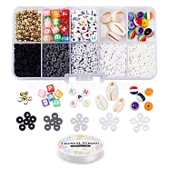 DIY Jewelry Making Kits, Including Handmade Polymer Clay & Acrylic & Resin & ABS Plastic Beads, CCB Plastic Spacer Beads, Natural Cowrie Shell Beads, Elastic Crystal Thread, Mixed Color, Beads: 1960pcs/set(DIY-YW0003-99E)