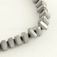 Electroplate Non-magnetic Synthetic Hematite Beads Strands, Matte Style, Triangle, Platinum Plated, 3x3x2mm, Hole: 0.5mm, about 195pcs/strand, 16.1 inch(G-R259-05E)