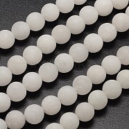 Natural White Jade Beads Strands, Frosted, Round, 8mm, Hole: 1mm, about 46pcs/strand, 14.7 inch(G-D671-8mm)