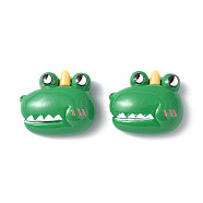 Opaque Resin Cabochons, Cartoon Style Animal, Crocodile Pattern, 16.5x19.5x7mm(CRES-P023-02A)