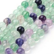 Natural Fluorite Beads Strands, Round, 6~6.5mm, Hole: 1mm, about 63pcs/strand, 15.5 inches(39.5cm)(G-P318-05-6mm)