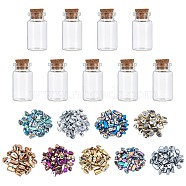 PandaHall Elite DIY Wishing Bottle Making Kits, Including Non-magnetic Synthetic Hematite Chip Beads and Glass Bottle, Mixed Color, Glass Bottle: 9pcs/box(DIY-PH0005-68)