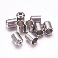 304 Stainless Steel Cord Ends, End Caps, Column, Stainless Steel Color, 6.5x5mm, Hole: 1mm, 4mm inner diameter(X-STAS-F117-55P-4mm)