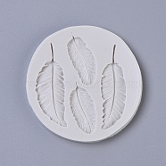 Food Grade Silicone Molds, Fondant Molds, For DIY Cake Decoration, Chocolate, Candy, UV Resin & Epoxy Resin Jewelry Making, Feather, Light Grey, 82x7.5mm, Feather: 37.5~62x17~21mm(X-DIY-L019-065)