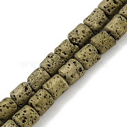 Electroplated Natural Lava Rock Beads Strands, Column, Golden Plated, 4~4.5x4.5~5mm, Hole: 0.9mm, about 78pcs/strand, 16.14''(41~41.5cm)(G-Z032-J04-12B)