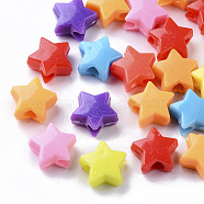 Opaque Polystyrene Plastic European Beads, Large Hole Beads, Star, Mixed Color, 12x13x6.5mm, Hole: 4mm, about 100pcs/50g(X-KY-I004-18)