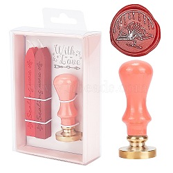 DIY Scrapbook, Brass Wax Seal Stamp, Wood Handle and Wax Sets, Tomato, Box: 14.7x8.5x3.5cm(DIY-WH0203-36B)