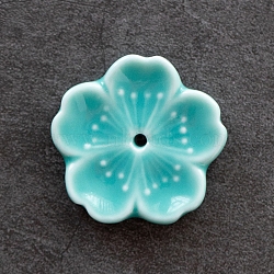 Porcelain Incense Burners, Flower Incense Holders, Home Office Teahouse Zen Buddhist Supplies, Dark Turquoise, 45x10mm(DJEW-PW0012-122B)