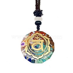 Resin & Natural & Synthetic Mixed Gemstone Pendant Necklaces, Flower, 25.59 inch(65cm)(OG4289-03)
