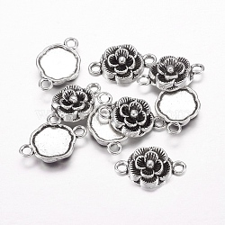 Tibetan Style Links/Connectors, Lead Free and Cadmium Free, Flower, Antique Silver, 12x3.5mm, Hole: 2mm(LF11373Y)