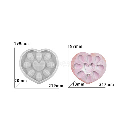 Easter Egg Tray Silicone Mold, Epoxy Resin Craft Making, White, Heart, 223x200x19mm(SIMO-S001-02C)