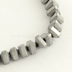 Electroplate Non-magnetic Synthetic Hematite Beads Strands, Matte Style, Triangle, Platinum Plated, 3x3x2mm, Hole: 0.5mm, about 195pcs/strand, 16.1 inch(G-R259-05E)