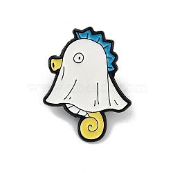 Cartoon Sea Animal Enamel Pins, Alloy Brooch for Backpack Clothes, White, Sea Horse, 30.5x23.5mm(JEWB-R001-01EB-03)