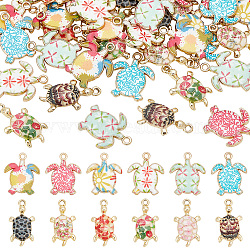 Elite 12 Style Alloy Enamel Pendants, Tortoise Charm, Mixed Color, 21.5~24.5x13.5~18x1.5~4mm, Hole: 1.8~2mm, 48pcs/box(ENAM-PH0002-56)