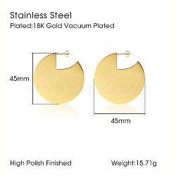 Minimalist Chic Geometric Stainless Steel Stud Earrings for Women, Golden, 45x41mm(GH0189-2)