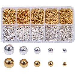 Brass Spacer Beads, Seamless, Round, Golden & Silver, 2.4~6mm, Hole: 0.8~2.5mm, about 2340pcs/box(KK-PH0034-85)