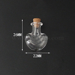 Mini High Borosilicate Glass Bottle Bead Containers Bead Containers, Wishing Bottle, with Cork Stopper, Heart, Clear, 2.6x2.2cm(BOTT-PW0001-261J)
