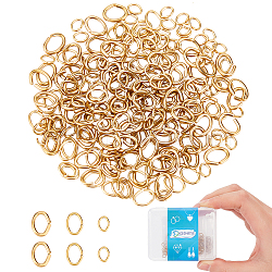 210Pcs 3 Styles 304 Stainless Steel Jump Rings, Open Jump Rings, Oval, Golden, 4~7x3~5x0.6~1mm, 18~22 Gauge, Inner Diameter: 2~3x2.5~5mm, 70pcs/style(STAS-DC0011-93)