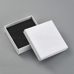 Cardboard Gift Boxes, with Black Sponge inside, Square, White, 9x9x2.9cm(YS-TAC0001-17C-01)