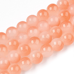 Baking Painted Imitation Jade Glass Round Bead Strands, Two Tone, Coral, 7.5~8mm, Hole: 1mm, about 109~111pcs/strand, 30.94~31.26 inch(78.6~79.4cm)(DGLA-N003-8mm-08)