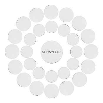 SUNNYCLUE 200Pcs 2 Style 316 Surgical Stainless Steel Cabochons, Flat Round, Stainless Steel Color, 100pcs/style